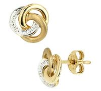 Ohrstecker Knoten verschlungen 585 Gold Gelbgold bicolor 2 Diamanten Ohrringe