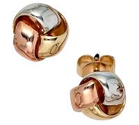 Jobo Damen-Ohrstecker Knoten aus 14 Karat 585 Gold Tricolor