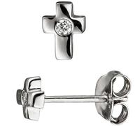 Jobo Damen-Ohrstecker Kreuz aus 925 Sterling Silber mit Zirkonia