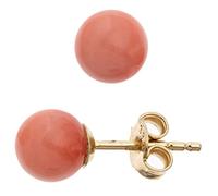 Jobo Damen-Ohrstecker Kugel aus 8 Karat 333 Gold mit Koralle rosa 6 mm