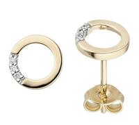 Jobo Damen-Ohrstecker Rund aus 14 Karat 585 Gold mit 6 Diamanten Rund