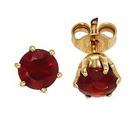 Jobo Damen-Ohrstecker rund aus 14 Karat 585 Gold mit Granat