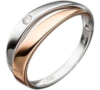 Gr. 60 - Damen Ring 585 Gold Weißgold Rotgold bicolor 1 Diamant Brillant DiamantringGold / 56