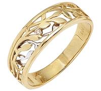 Gr. 50 - Damen Ring 585 Gold Gelbgold Weißgold bicolor 1 Diamant Brillant 0,02ct. - Gold / 62