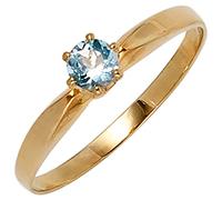 Jobo Damen-Ring aus 14 Karat 585 Gold mit Aquamarin Größe 54