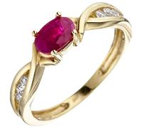 Jobo Damen-Ring aus 8 Karat 333 Gold mit Rubin und Zirkonia Größe 60