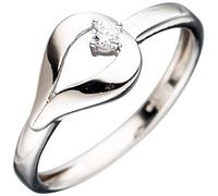 Gr. 50 - Damen Ring 333 Gold Weißgold mit 1 Zirkonia Weißgoldring - Gold / 60
