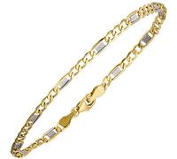 Jobo Damen Steg-Panzer-Armband aus 8 Karat 333 Gold Bicolor 3,7 mm 19 cm