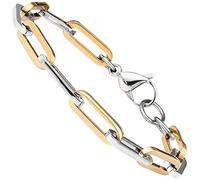 Jobo Herren Damen Armband Paperclip aus Edelstahl Bicolor-Optik 7 mm 21 cm