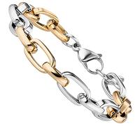 Jobo Herren Damen Armband Statement aus Edelstahl Bicolor-Optik 10 mm 22 cm