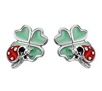 Jobo Kinder-Ohrstecker Marienkäfer auf Kleeblatt aus 925 Sterling Silber