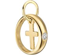 Kinder Taufring mit Kreuz 333 Gold Gelbgold 1 Zirkonia Taufanhänger