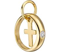 Jobo Kinder-Taufring mit Kreuz aus 8 Karat 333 Gold mit Zirkonia