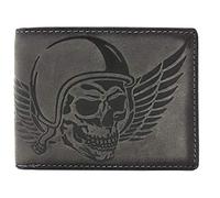 Jockey Club echt Leder Biker Geldbörse quer Hunterleder Portemonnaie Totenkopf Schädel Wing of Hell mit RFID Schutz