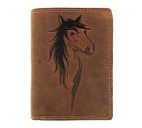 Jockey Club echt Leder Damen Geldbörse Pferd naturbelassenes Büffelleder Cognac braun