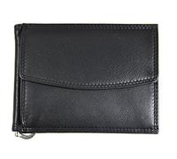 Jockey Club echt Leder Dollar Clip Geldklammer Geldbörse mit Münzfach Kreditkartenetui mit RFID Schutz Nappaleder schwarz