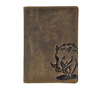 Jockey Club echt Leder Etui Hülle Dokumenten Mappe für Schwerbehindertenausweis,Reisepass, Waffenschein, Jagdschein usw. Wildsau braun