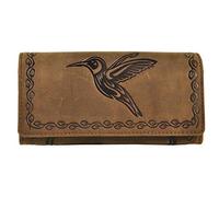 Jockey Club große echt Leder Damen Geldbörse lang Kolibri naturbelassenes Büffelleder mit Smartphonefach Cognac braun mit RFID Schutz