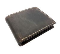 Jockey Club rustikale Vintage Geldbörse naturbelassenes Vollrind-Leder Portemonnaie mit RFID Schutz Toro Dunkelbraun