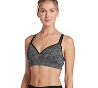 Jockey Damen-BH mit mittlerem Halt, nahtlos und mit vorgeformten Cups, Sport-BH, Schwarz, Medium