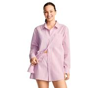 Jockey Damen Cotton Poplin Long Sleeve Button Up, Lovely Stripe Camilla Pink, 2XL
