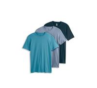 Jockey Herren Unterhemd Classic Rundhals Unterhemd - 3er Pack, Blaugrün / Silver Line Blue / Ocean Sky, Mittel