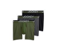 Jockey Infinite Cool Herren-Boxershorts, Mikrofaser, Stretch, 15,2 cm, 3 Stück, Military Green/Battleship Grey/Black, Large