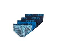 Jockey Men's Underwear ActiveStretch Brief - 4 Pack, True Navy/White & Blue Stripe/Turquoise/True Navy, XL