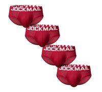 JOCKMAIL 4 STÜCKE/Pack Herren Slip Unterwäsche Komfortabel Mesh Herren Unterwäsche Slip Männlich Unterwäsche (DE/NL/SE/PL, Alphanumerisch, XXL, Regular, Regular, 4er Rot)