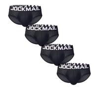 JOCKMAIL 4 STÜCKE/Pack Herren Slip Unterwäsche Komfortabel Mesh Herren Unterwäsche Slip Männlich Unterwäsche (DE/NL/SE/PL, Alphanumerisch, M, Regular, Regular, 4er Schwarz)
