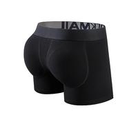 JOCKMAIL Gepolsterte Herren-Boxershorts zur Verbesserung des Gesäßes, Herren-Unterhose mit Schwammpolsterung, 455 Schwarz, M
