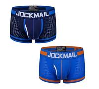 JOCKMAIL Herren Boxershorts Atmungsaktive Mesh Unterhosen mit U-Beutel Schnelltrocknend Sport Slip 2er Pack (DE/NL/SE/PL, Alphanumerisch, M, Regular, Regular, Blau + Königsblau)