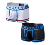 JOCKMAIL Herren Boxershorts Atmungsaktive Mesh Unterhosen mit U-Beutel Schnelltrocknend Sport Slip 2er Pack (DE/NL/SE/PL, Alphanumerisch, XL, Regular, Regular, Weiß + Schwarz)