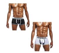 JOCKMAIL Herren Boxershorts Atmungsaktive Mesh Unterhosen mit U-Beutel Schnelltrocknend Sport Slip 2er Pack (DE/NL/SE/PL, Alphanumerisch, L, Regular, Regular, Schwarz + Weiß)