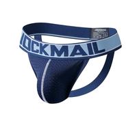 JOCKMAIL Herren Jockstrap Netz Atmungsaktiv Tanga Low Rise Unterwäsche Sport Training Alltag Männer (DE/NL/SE/PL, Alphanumerisch, XL, Regular, Regular, Marineblau)