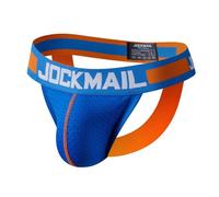 JOCKMAIL Herren Jockstrap Sexy Doppelt String Unterwäsche Atmungsaktiv Netzstoff Low Rise Bequeme Sportslip für Fitness Club Party (DE/NL/SE/PL, Alphanumerisch, M, Regular, Regular, Blau)