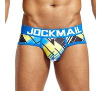 JOCKMAIL Herren Slip Unterwäsche Sexy Bedruckte Slips Low Rise Stretch Briefs Atmungsaktiv Bequem für Alltag und Freizeit (DE/NL/SE/PL, Alphanumerisch, XL, Regular, Regular, 327-blau)