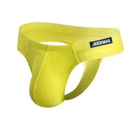 JOCKMAIL Herren String Tanga Sexy Unterwäsche aus Mesh Low Rise mit Push Pouch T-Back Thong für Männer (DE/NL/SE/PL, Alphanumerisch, XL, Regular, Regular, Gelb)