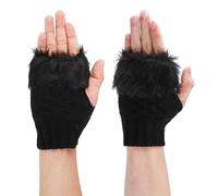 Jodsen Damen Fingerlose Handschuhe mit Kunstpelz Winter Warm Armstulpen Fingerlos Fäustlinge Kurzer Gestrickte Handgelenk Handschuhe Wärmer Frauen Halbfinger Handschuhe für Hochzeits Geburtstag