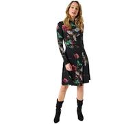 Joe Browns Damen Butterfly Print High-Neck Jersey Mini Dress Kleid, Schwarz, 38