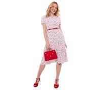 Joe Browns Damen Cherry Print Tie-Waist Midi Dress Kleid, weiß, 42