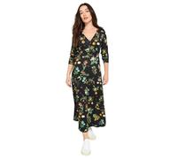 Joe Browns Damen Fruit Print Long Sleeve Midi Jersey Dress Kleid, Schwarz, 36