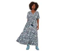 Joe Browns Damen Maxikleid mit Fliesendruck, V-Ausschnitt, fallenden Ärmeln Kleid, blau, 32