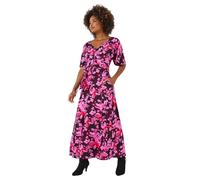 Joe Browns Damen Print Floral Wide Sleeve Button-Through Maxi Dress Kleid, Rose, 42