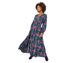Joe Browns Herbst-Maxikleid im Boho-/Vintage-Stil, Blumenmuster, Schwarz, 44 zierlich