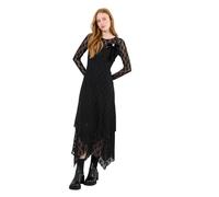 Joe Browns Maxikleid mit Blumenmuster, breite Ärmel, Knopfleiste, Schwarz, 38