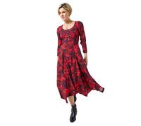 Joe Browns Maxikleid mit Bordüre, Herbstmuster, Blumenmuster, Knitter-Baumwolle, rot, 42