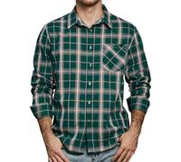 JOGAL Herren Kariertes Hemd Langarm Baumwolle Trachtenhemd Tasche | Baumwolle, Atmungsaktiv, Regular Fit, Button Down, Karo Hemd, Trachtenstil, für Oktoberfest, Business, Party