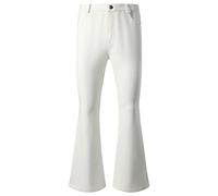 JOGAL Herren Schlaghose 70er Jahre Karneval Disco Outfits Ausgestellte Hose Weiß Klein