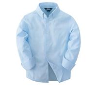 JOGAL Jungen Langarm Oxford Hemden Regular Fit Freizeithemd Kinder Gestreiftes Hemd für 6-14 Jahre Himmelblau Jahre 11-12